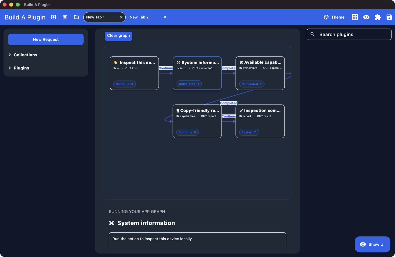 BuildAPlugin visual device workflow with connected inspection steps